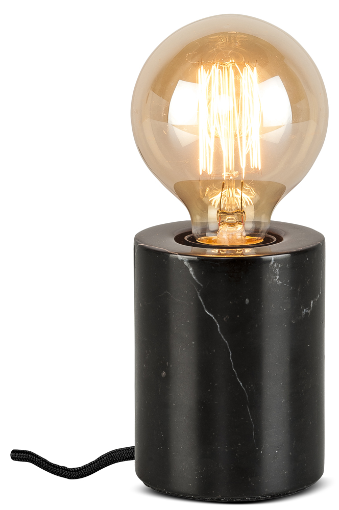 Tischlampe Athen, schwarzer Marmor, Leuchtmittel "Globe S"